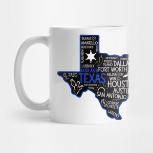 Midland Texas cute map Houston San Antonio Dallas Austin Fort Worth El Paso Mug